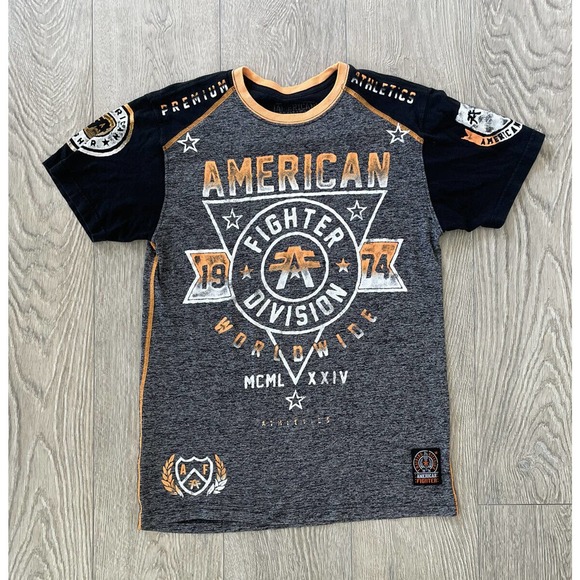 American Fighter Division Shirt Adult Large Gray Short Sleeve Men performance - Picture 1 of 7